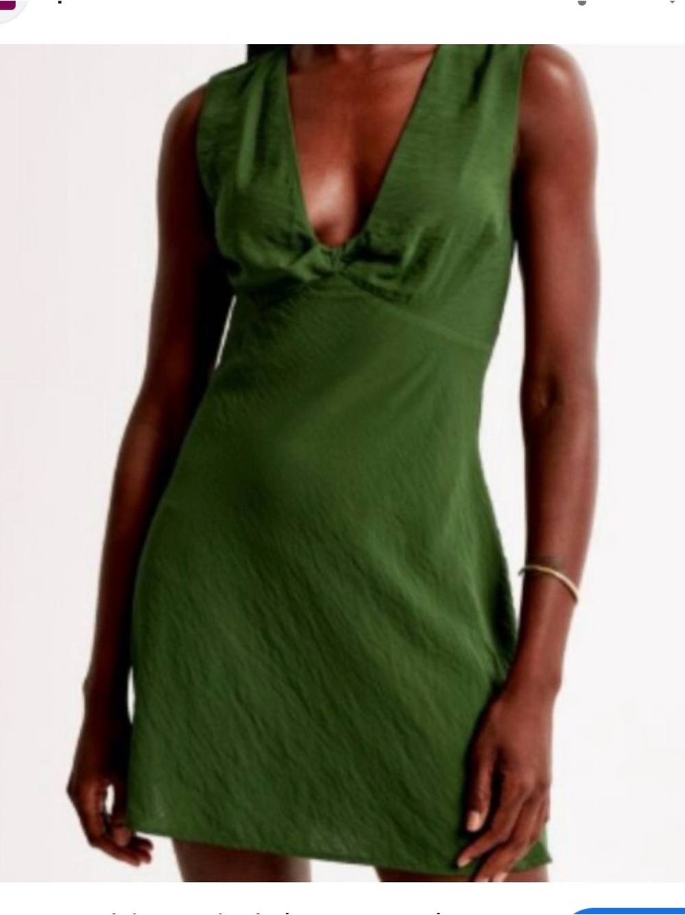 Sleeveless V-Neck Green Mini Dress